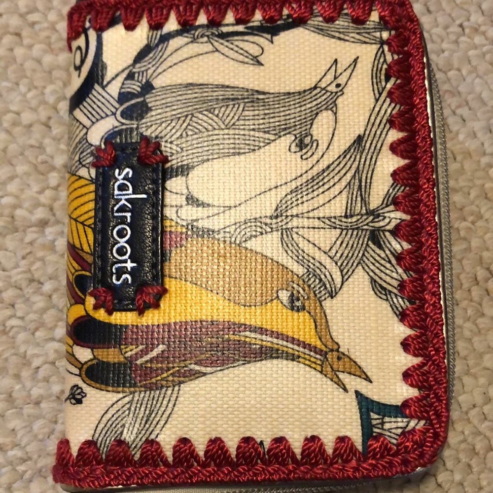 Sakroots Coated Canvas Zip Around Wallet  Floral Stitched In perfect condition